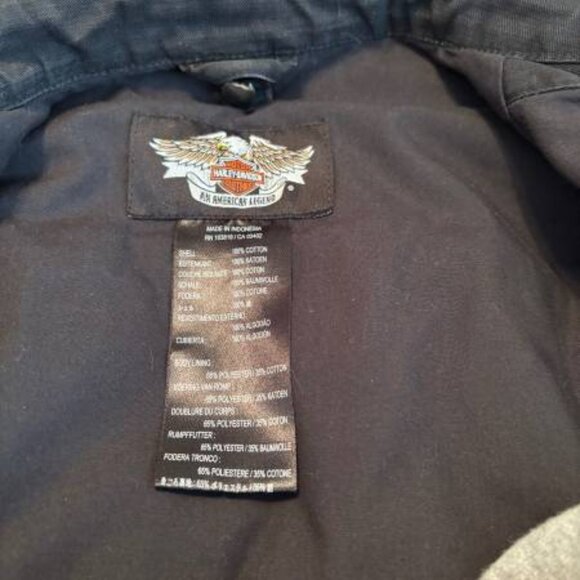 Ladies Harley Davidson Black Cotton 2 in 1 Jacket w/Removable Gray Vest LARGE - Picture 8 of 9